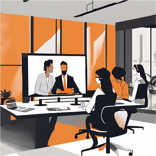 Illustration of people working in office