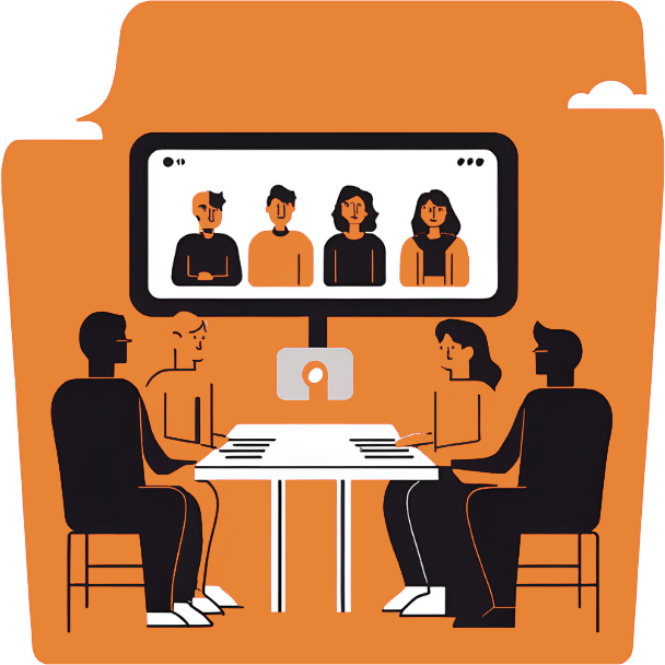 Illustration of people working in office